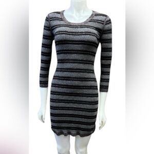 Club Monaco Dress EUC Quarter Sleeve Knit Wool Blend Stripped Size Med